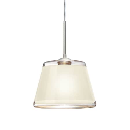 Besa Lighting Pica 9 Cord Pendant, White Sand, Satin Nickel Finish, 1x75W Incandescent 1JT-PIC9WH-SN